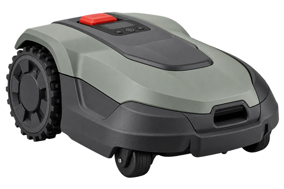 Illustration of a robotic mower linked to the customer.