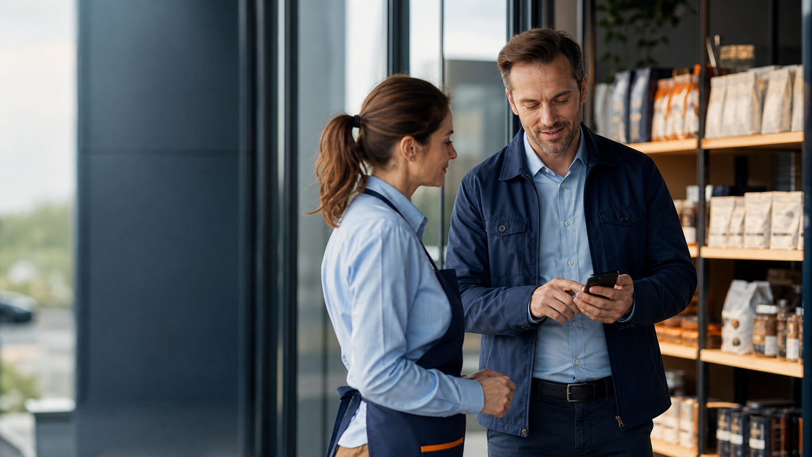 Sales representative visiting a client