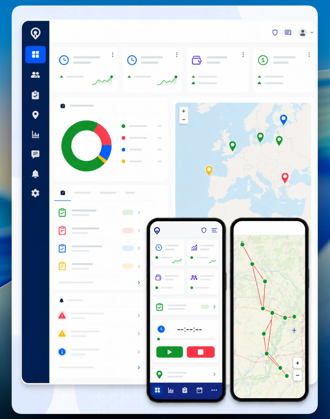 CrewTango on a phone and in the browser dashboard